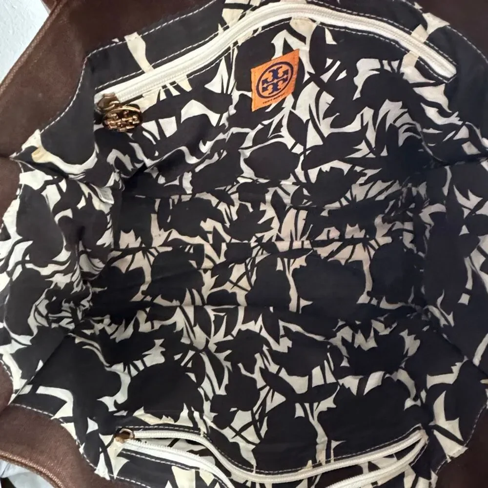 Tory Burch Brown Canvas and Patent Leather Tote - Picture 9 of 11